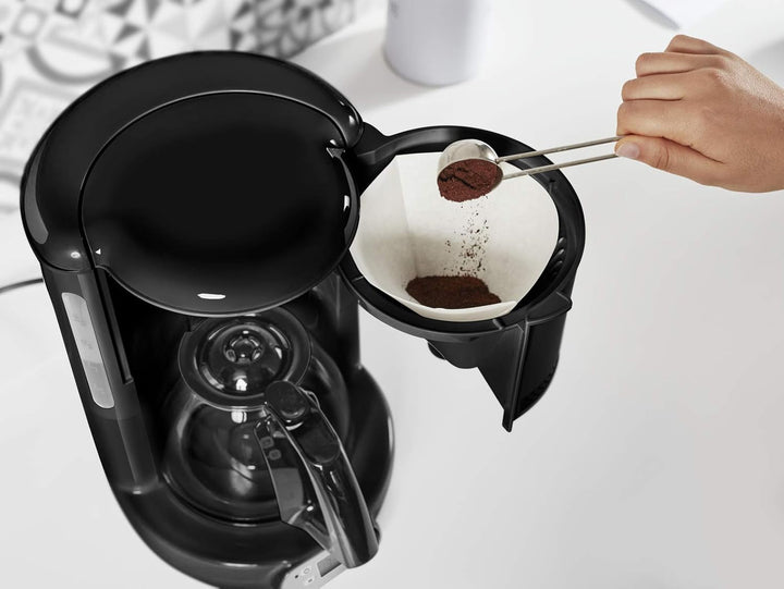 Cafetieră cu filtru Moulinex Programabilă 24H, Design vintage, Capacitate 1.25 L, 10 până la 15 cești, Suport filtru pivotant, Funcție de menținere la cald 30 min, Ulcior din sticlă, Sun FG380B10