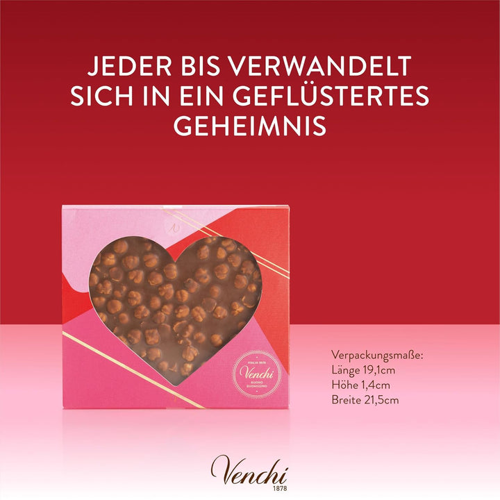 Venchi – Brutto&Buono Haselnuss Milch, Handgefertigte Tafel, Milchschokolade Mit „IGP Piemont-Haselnuss“, Glutenfrei, Valentinstagskollektion, 300 G, Geschenkidee