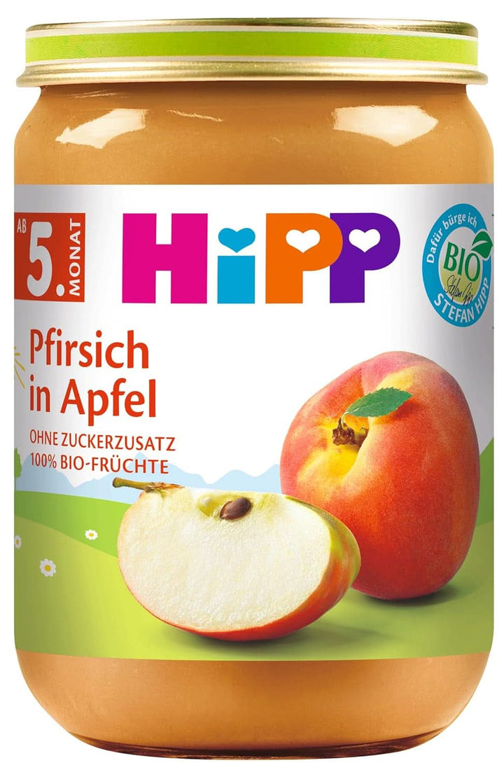 Hipp For Little Gourmets, Nectarine în mere și mango, fără zahăr adăugat, 6 X 190 grame