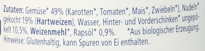 Tăiței Hipp bio cu șuncă și legume, pachet de 6 (6 X 220 grame)