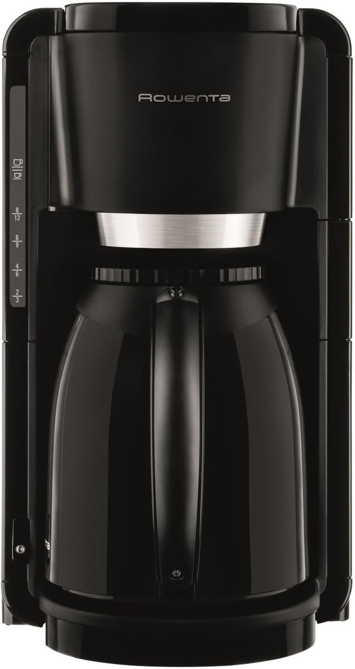 Espressor Rowenta Adagio Milano cu termos, capacitate 1 litru, 8-12 cești, oprire automată, filtru detașabil, indicator nivel apă, negru, CT3808