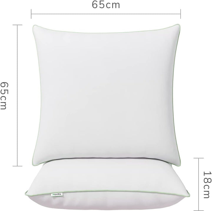 Novilla Pillow 65X65 Set de 2, 2800G (1400Gx2) Pernă reglabilă în înălțime Pernă pătrată de dormit Pernă albă de pat cu zip față de pernă lavabilă