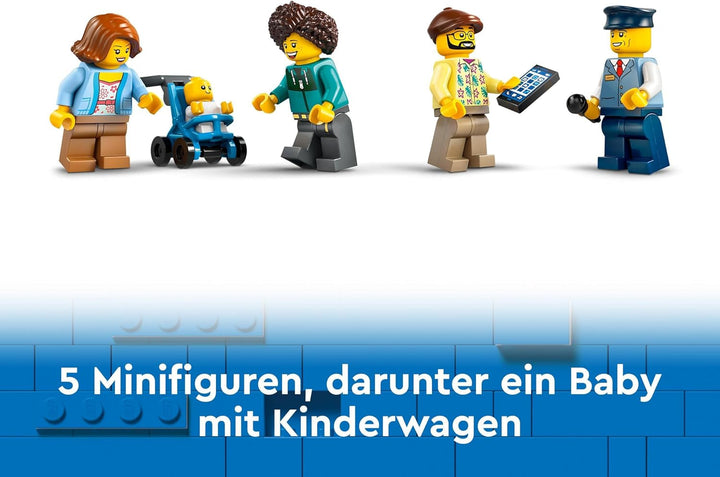 Autobuz cu două etaje LEGO City, autobuz de jucărie cu două etaje, set de vehicule pentru fete și băieți de la 7 ani, conține 5 figurine, inclusiv un bebeluș într-un cărucior 60407