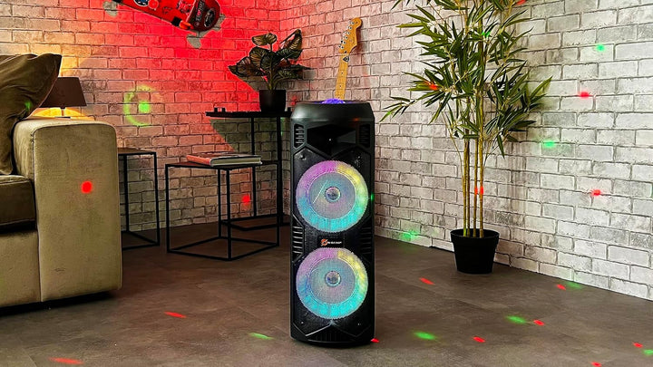 Let'S Go Party 5150 Music Box Bluetooth : Ultimate Party Box cu difuzoare duble 200W 6-Inch - Difuzor portabil de karaoke cu microfon fără fir, 5H Playtime, telecomandă și spectacol de lumini