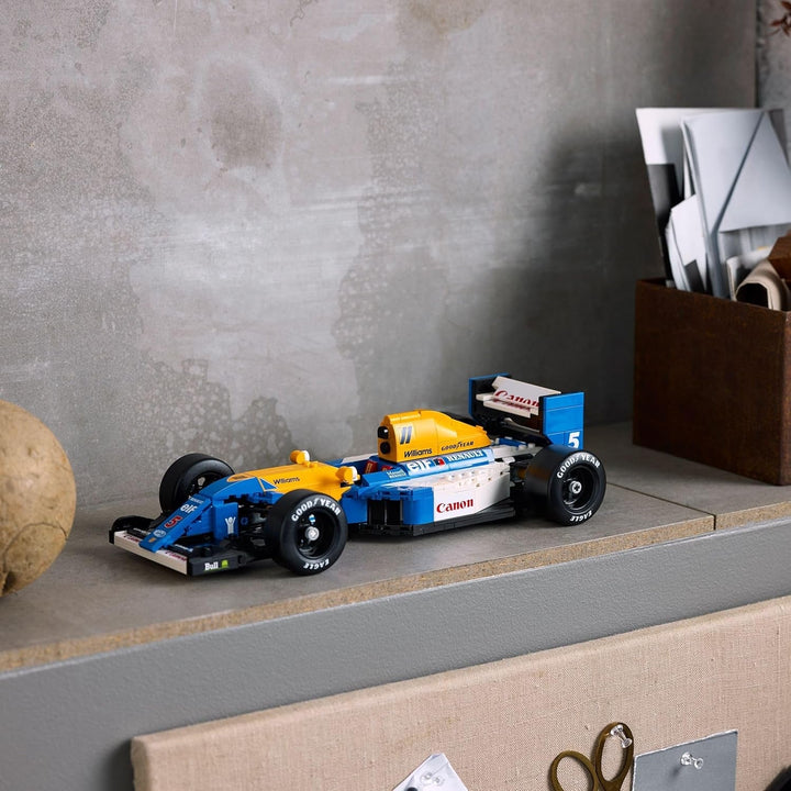 LEGO Icons Williams Racing FW14B cu Nigel Mansell - Set de mașini model F1 cu minifigurine cu pilot de curse de colecționat - Decorațiune de birou cu suport - Cadou pentru adulți și adolescenți fani ai sporturilor cu motor 10353