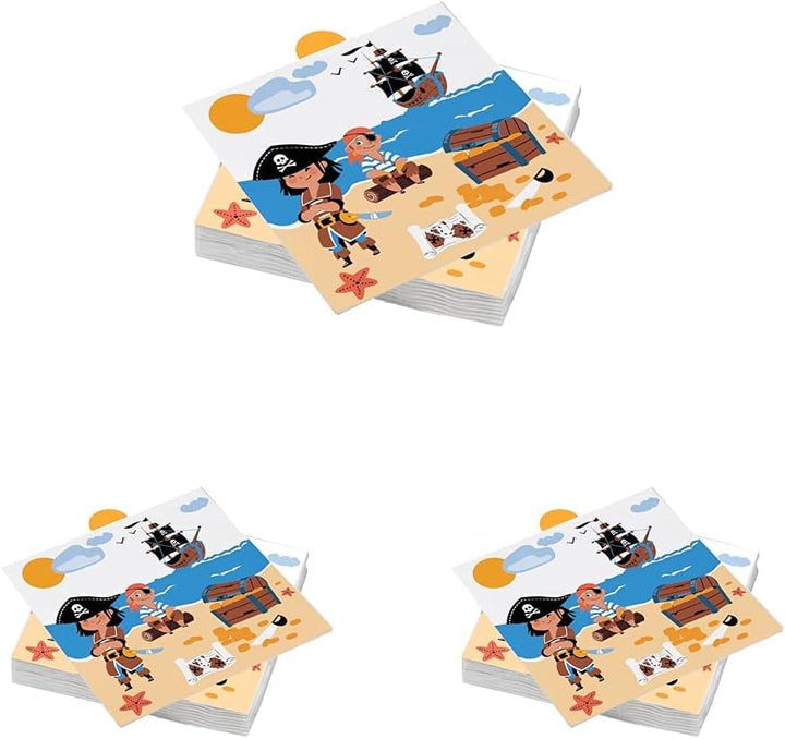 ARTS DE LA TABLE 20 de șervețele din vată, 33 X 33 Cm, 3 straturi, spumă de pirat, scoici (pachet de 3)