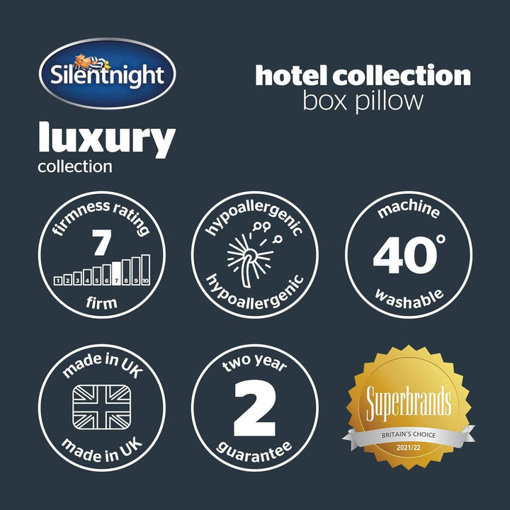 Pernă de susținere Silentnight Luxury Hotel Collection - pernă de susținere a spatelui și laterală de calitate hotelieră cu design cu pereți de cutie pentru susținere suplimentară a capului, gâtului și umerilor - 1 buc