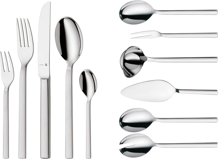 WMF Lyric plus Edelstahl Besteck Set 6 Personen, Essbesteck Set 30Teilig, Hohlheftmesser, Cromargan Protect Teilmattiert, Kratzbeständig, Spülmaschinenfest