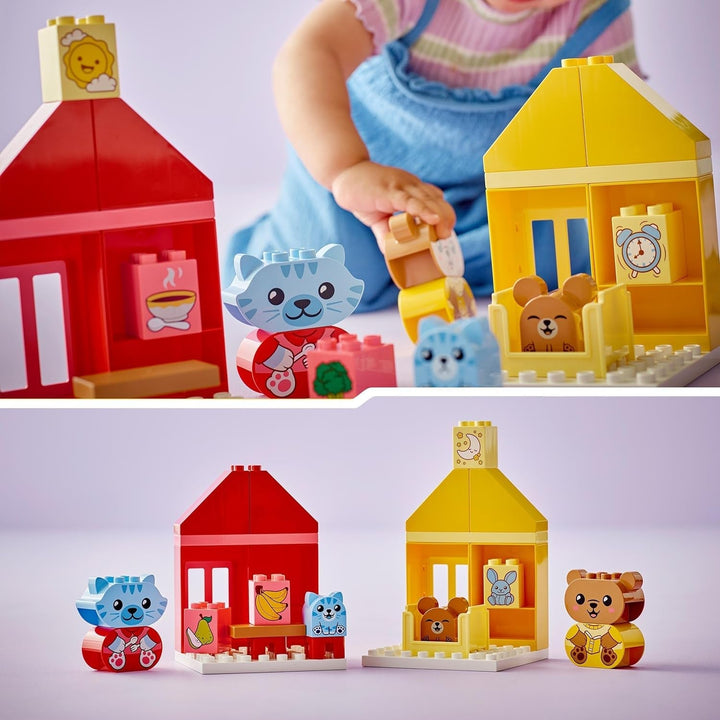 LEGO DUPLO Everyday Routines: Eating & Bedtime, jucărie de învățare pentru copii mici pentru a încuraja dezvoltarea socială și emoțională, cu 4 figuri de animale, cadou pentru copii de la 18 luni 10414