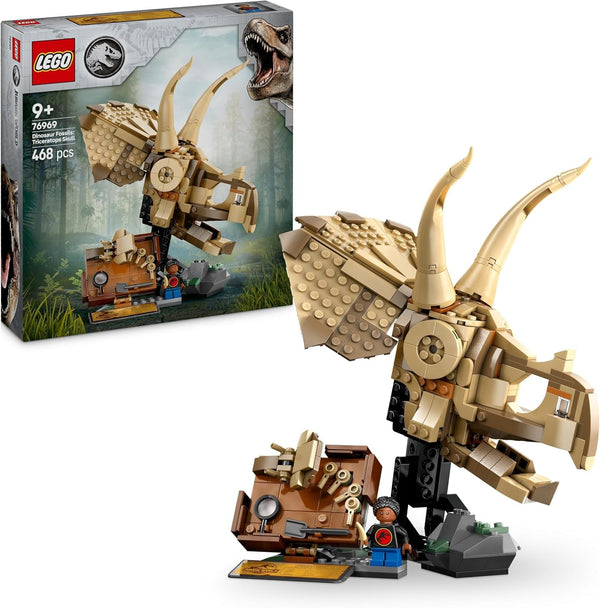 LEGO Jurassic World Dinosaur Fossils: Triceratops Skull Model, jucărie dinozaur pentru băieți și fete de la 9 ani, cadou pentru copii și fani Jurassic World 76969