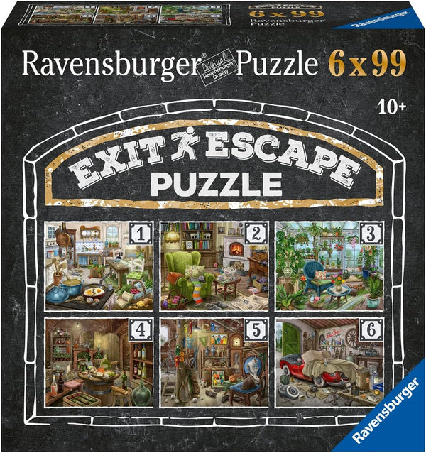 Ravensburger EXIT Puzzle - The Ghostly Manor House - 6X puzzle de 99 de piese pentru adulți și copii iubitori de puzzle cu vârsta de 10 ani și peste