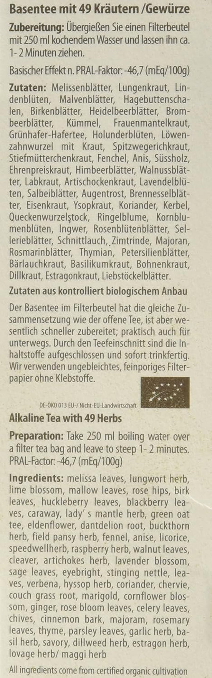 Ceai de bază Droste-Laux cu 49 de plante, 25 bucăți (ceai din plante, pliculețe filtru, ceai pentru post sau dietă) 120501