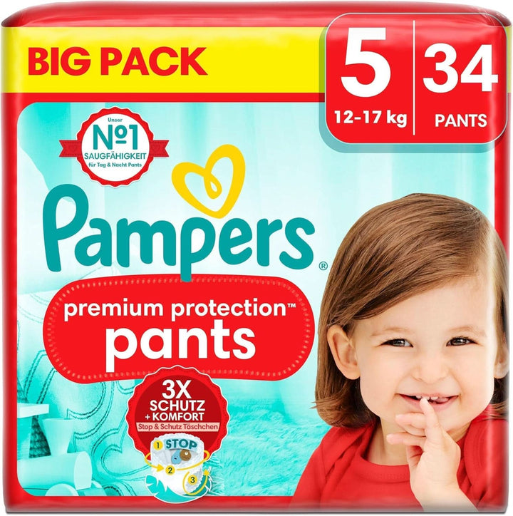 Pampers Premium Protection Pants, mărimea 6 Extra Large 15+kg Big Pack (30 bucăți)