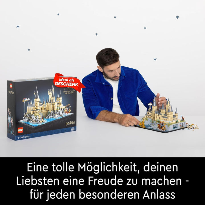 Castelul Hogwarts LEGO Harry Potter cu aripi de castel - set de colecție pentru adulți, inclusiv turnul principal și turnul astronomic, camera secretelor și minifigurina arhitectului - cadou pentru femei - 76419