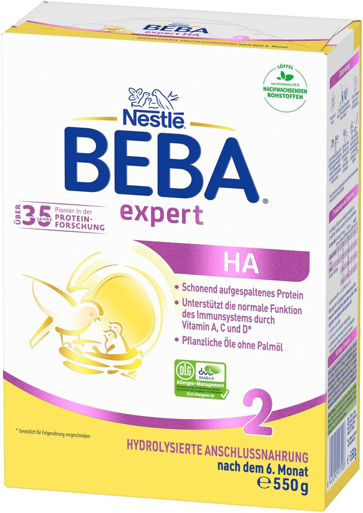 BEBA Expert HA 2 Folgemilch Nach Dem 6. Monat, Babynahrung Mit Hydrolysiertem Protein, Nur Laktose, Ohne Palmöl, 6Er Pack (6 X 550G)