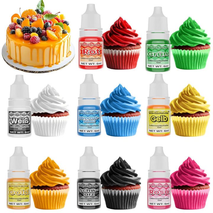 Lebensmittelfarbe – Hochkonzentrierte Lebensmittelfarbe Flüssige, 12 Farben Lebensmittelfarbe Für Backen, Puderzucker, Macarons, Buttercreme, Zuckerguss, Schleim - 10Ml