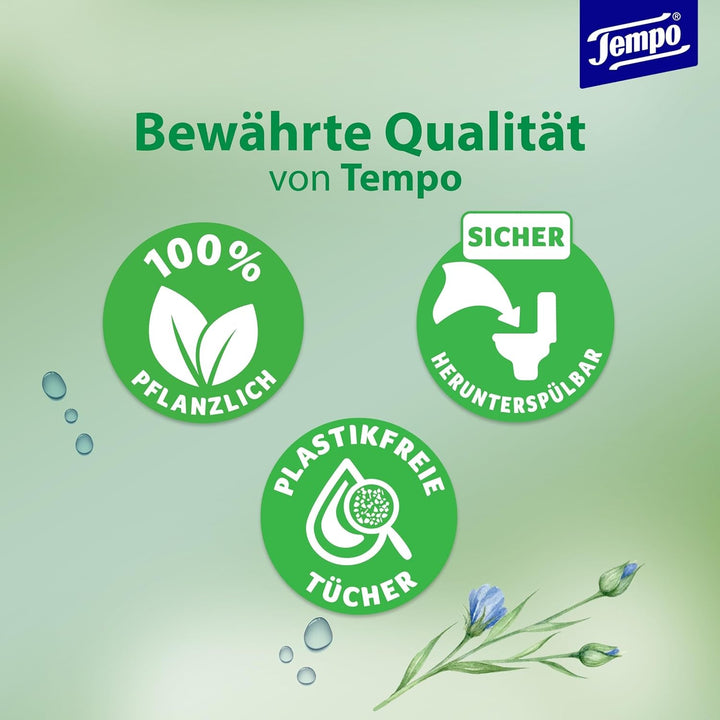 Șervețele umede de toaletă Tempo ''Gentle & Sensitive'' - Megapack - 16 pachete cu 42 de șervețele fiecare - Duo Packs - Aloe Vera naturală - Hârtie igienică, testată dermatologic, neutră pentru piele