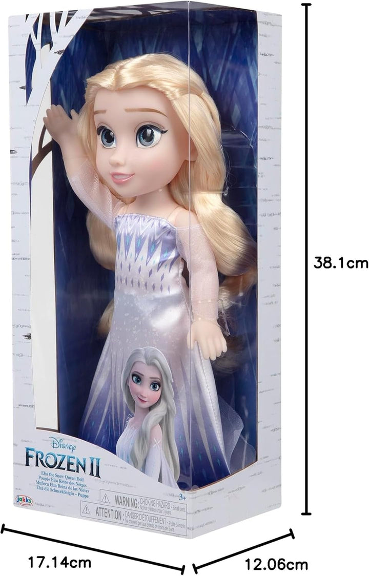 Disney Frozen 2 ELSA The Snow Queen Doll - 35 cm înălțime, păpușă mobilă în rochie de modă iconică și cu păr lung care curge pentru distracție suplimentară în timpul jocului, pentru fete cu vârsta de 3 ani și peste, 214894