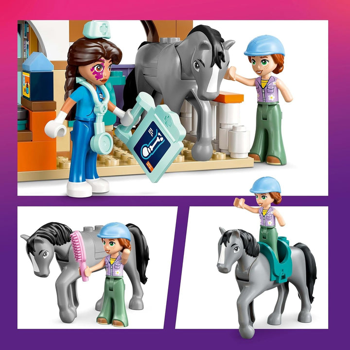 LEGO Friends Cabinet veterinar pentru cai și animale de companie, set de construcție și joacă pentru jocuri de rol imaginative cu 3 minifigurine și 5 figurine de animale, idee de cadou pentru fete de la 7 ani 42651