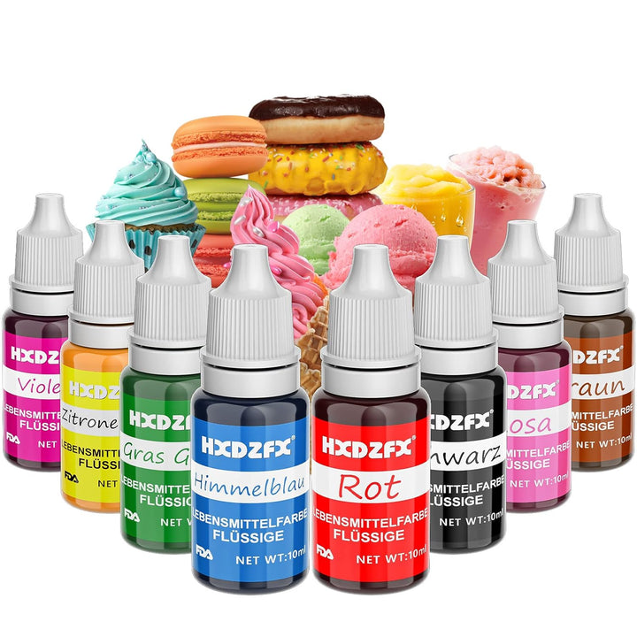 Lebensmittelfarbe Gel - 10 Farben Hochkonzentriertes Gel Lebensmittelfarb Set, Geeignet Für Kuchendekoration, Macarons, Donuts, Fudge, Zuckerguss, Eis, Seifenfarbe(Pro Flasche 11G)