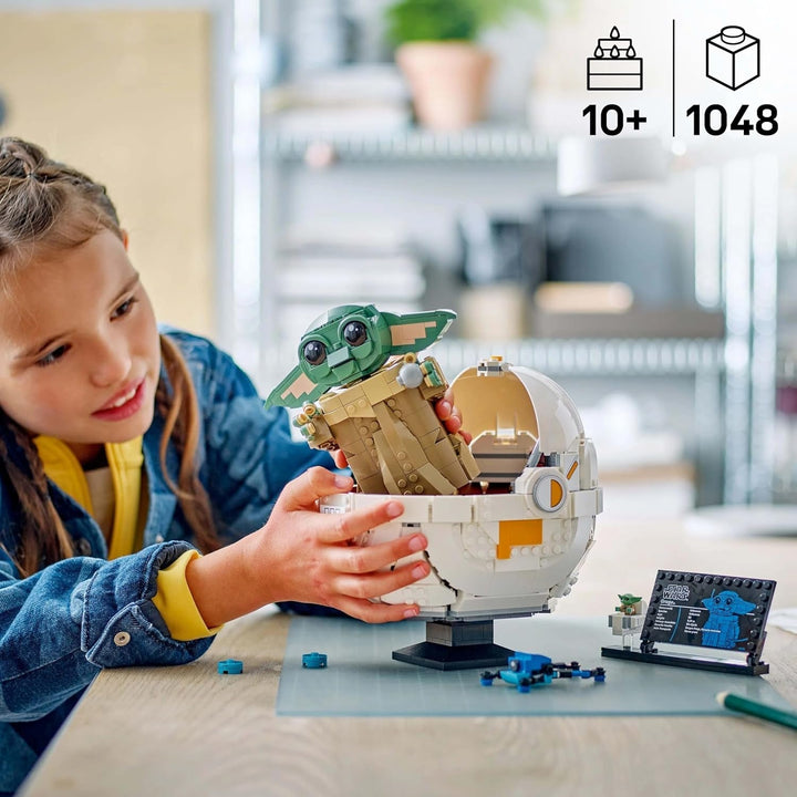 LEGO Star Wars 75403 Grogu în leagănul său repulsor din Mandalorian - Minifigurină de colecție - Model de construit, jucat și expus - Decorațiuni pentru casă - Cadou pentru băieți și fete cu vârsta de peste 10 ani