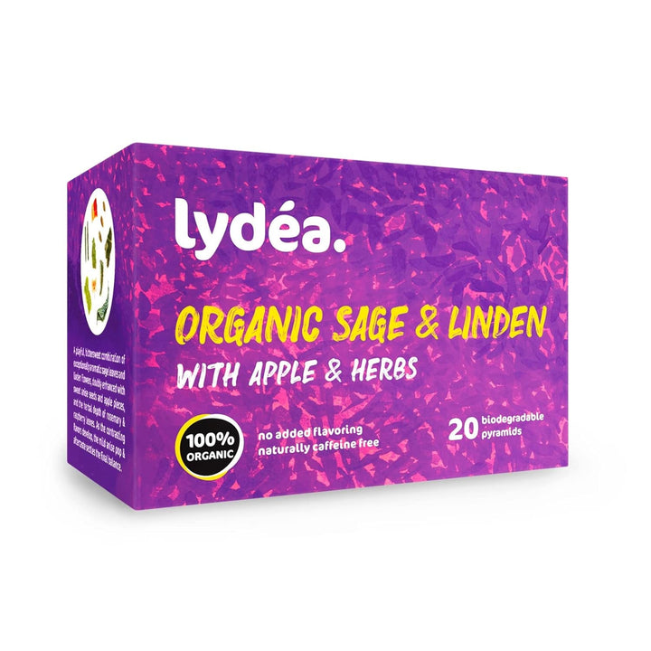 Lydea Ceai din plante bio, salvie și tei cu mere și ierburi, 60 piramide, pachet de 3 [3 x 20 piramide]
