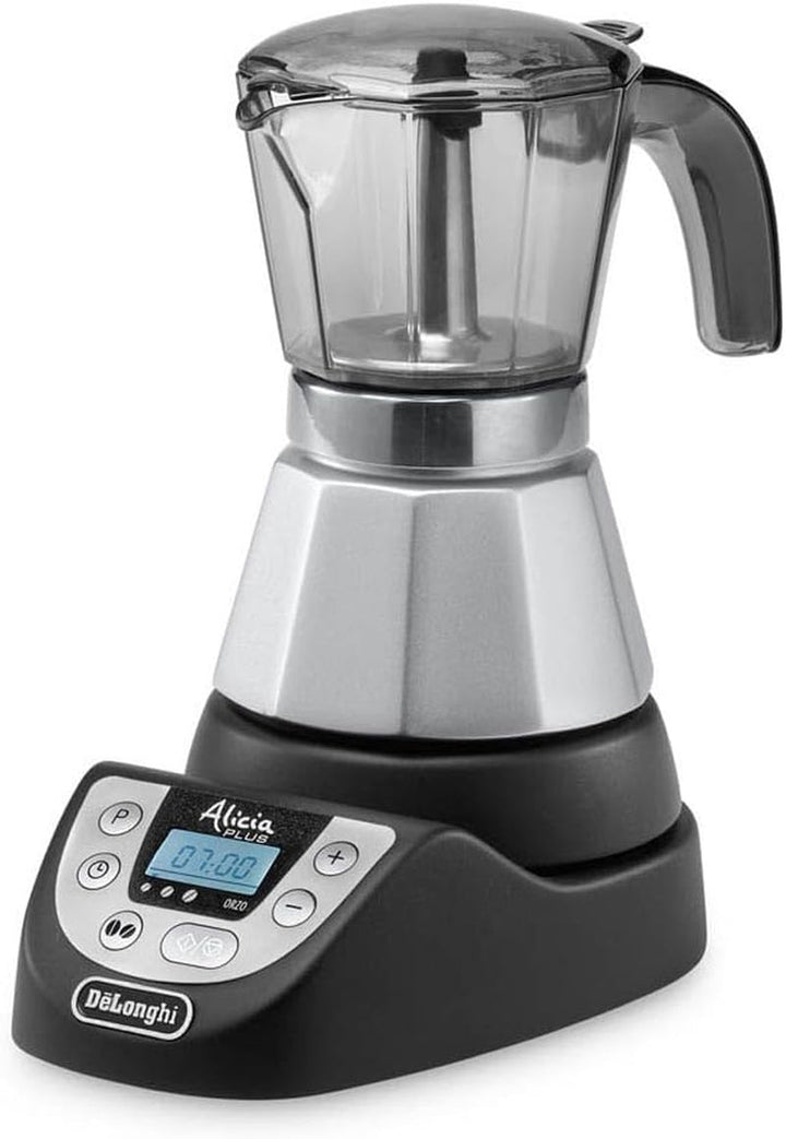 De'Longhi EMKP42.B Alicia plus - Cafetieră electrică moka, 450 W, 2-4 cești, plastic, negru / argintiu Negru