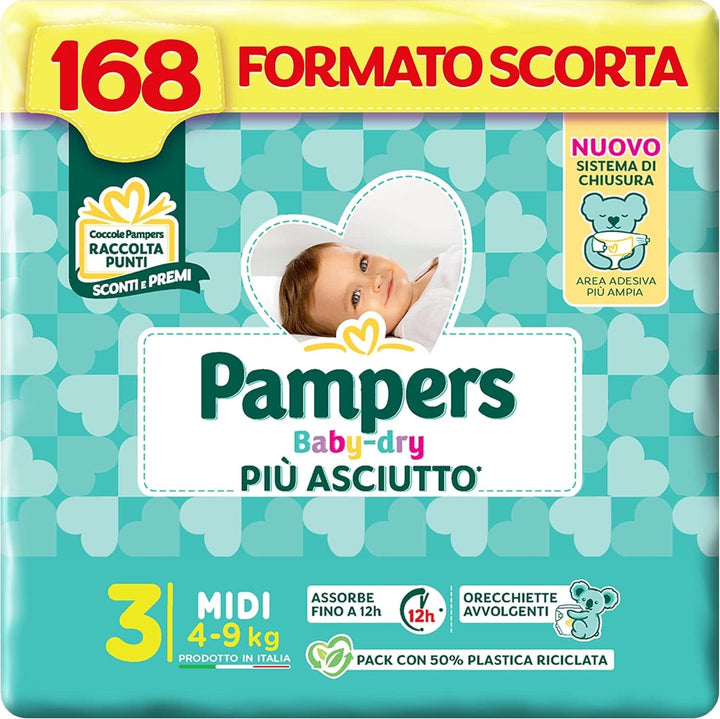 Pampers Baby Dry Mini, 186 scutece, mărimea 2 (3-6 kg)