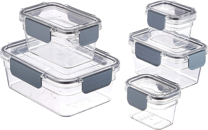 Amazon Basics Tritan keep-fresh poate cu închidere, 11-pack, (11 cutii + 11 capace), clar Cutii depozitare alimente Naty Shop Pachet de 10