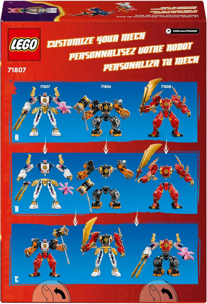 LEGO NINJAGO Mech-ul tehnologic al lui Sora, jucărie cu figurine de acțiune pentru copii, set ninja cu figurine, inclusiv Sora, mech pentru personalizare, cadou pentru băieți și fete cu vârsta de 7+ 71807