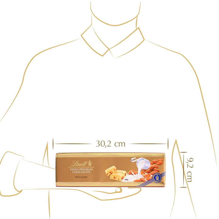 Lindt Schokolade Weiße Mandel | 300 G Tafel | Weiße Schokolade Mit Ganzen Gerösteten Mandeln Und Mandel-Krokant | Schokoladentafel | Schokoladengeschenk