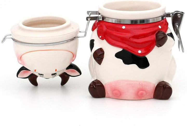 Dekohelden24 cutie de depozitare ceramică vacă, aprox. 12 x 11 x 20.5 cm, 20 Cutii depozitare alimente Naty Shop