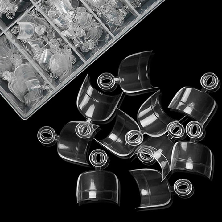 600 de bucăți unghii artificiale scurte ovale, 12 dimensiuni acrilice cu jumătate de acoperire, vârfuri de unghii false, unghii artificiale, pentru manichiură femei salon DIY (transparent)