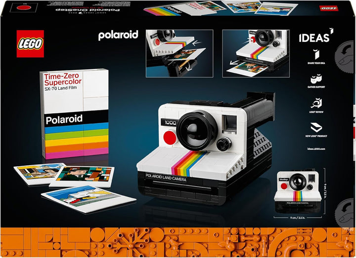 Set aparat foto LEGO Ideas Polaroid Onestep SX-70 pentru adulți, de colecție cu detalii autentice, activitate creativă, cadouri de fotografie pentru femei, bărbați, el, ea și adolescenți 21345