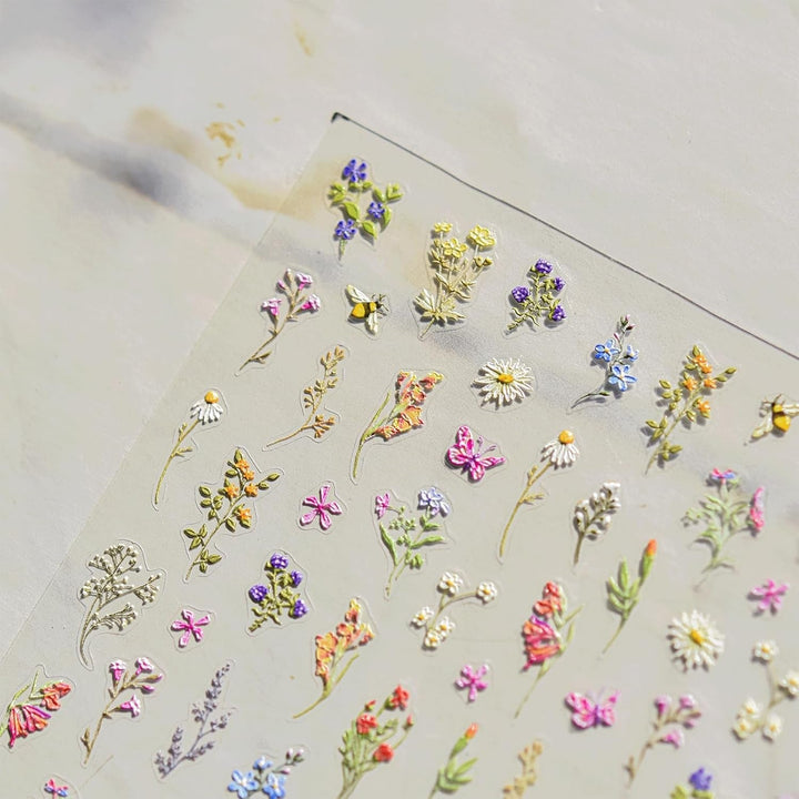 JMEOWIO 3D Nagelsticker Blumen Nail Art Sticker Selbstklebend Nagelaufkleber 5D Stereoskopisch Frühling Sommer Blumen Dekoration Nageldesign Zubehör 1 Blatt