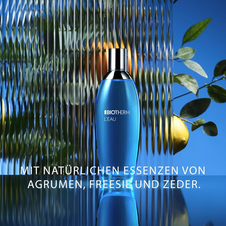 Biotherm L'Eau Eau De Toilette, Spray de corp revigorant și hidratant pentru femei, Spray de corp cu note fructate de portocală, mandarină și bergamotă, 100 ml