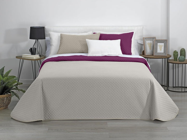 AVA | Cuvertură Reversibilă | Pentru Toate Anotimpurile | Culoare - Gri/Fucsia | Pentru Pat 180 Cm. (270 X 270 Cm. Ancho X Alto) | Cuvertură cu matlasare