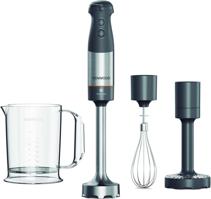 Kenwood Triblade XL Pro Stabmixer HBM80.322BK, 1200W, Variable Geschwindigkeiten, Edelstahl(Pürierfuß), Schneebesen, Emulgieraufsatz, 500Ml Zerkleiner, 700 & 250Ml Becher, Spülmaschinenfeste Teile