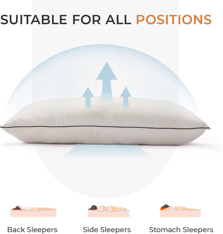 Pernă Sweetnight 40X80 Set de 2, pernă moale și de susținere a gâtului fabricată din umplutură de pernă din microfibră 2X800G, pernă de dormit pentru toate pozițiile de dormit, capac din fibră de bambus confortabil și respirabil, alb