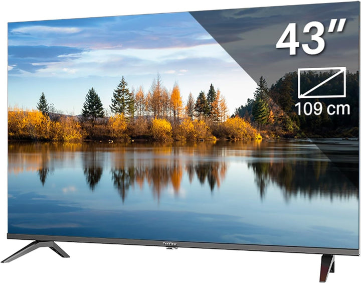 TEEVIEW TV43QUG-EU 43" Google Smart 4K UHD TV, WLAN, Bluetooth, 3X HDMI, Triple Tuner, Sprachsteuerung, Integrierte Streaming-Apps