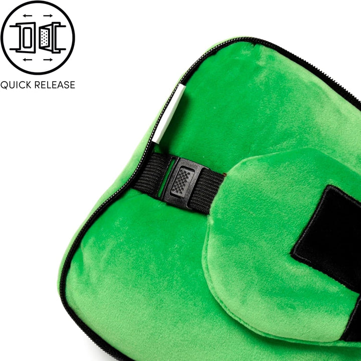 Puckator Relaxeazzz Minecraft Creeper pernă de călătorie din pluș și mască pentru ochi tetieră, pernă de dormit, pernă pentru gât, pernă de călătorie, mască de dormit, copii și adulți pentru mașină de călătorie, accesoriu pentru tren, avion