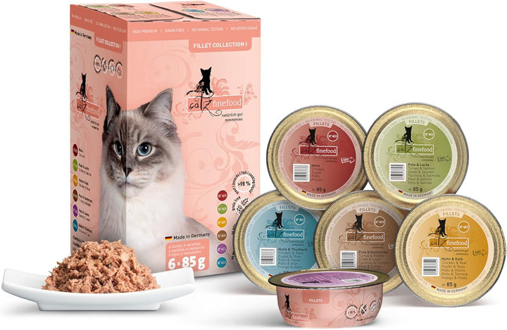Catz Finefood Hrană umedă pentru pisici Fine Fillets nr. 403 Pui în jeleu - Hrană umedă fără cereale pentru pisica dvs. fără zahăr - Hrană umedă pentru pisici de la Feinste în jeleu, 85 G (pachet de 12)