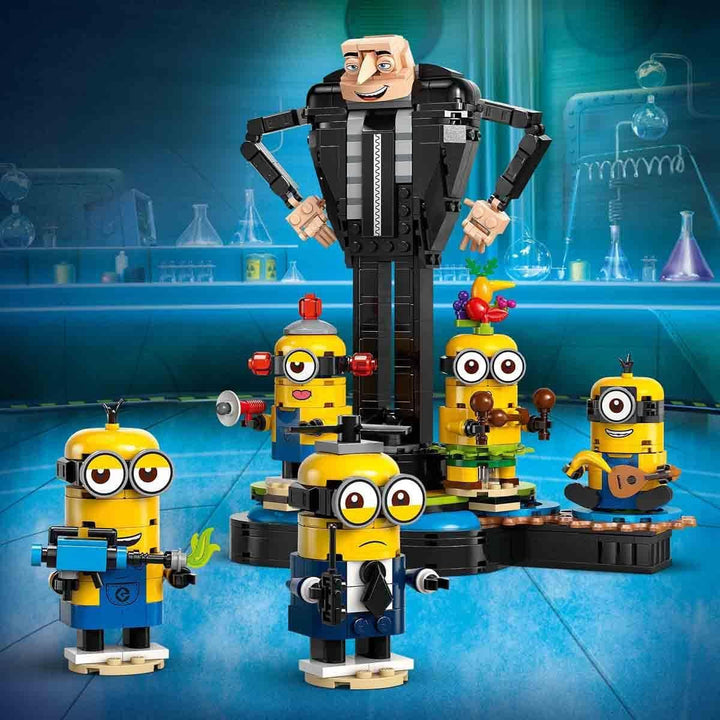LEGO I - Pur și simplu Incorigibil 4 Gru și Minionii Cărămizi, personaje de film de jucărie dansatoare pentru a construi, juca și expune, cadou pentru băieți și fete 75582
