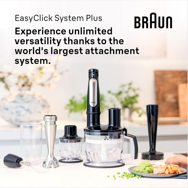 Braun Household Hogar Multiquick 7 Mixer, Spritzschutz, Spülmaschinenfest, Bpa-Frei, 600 Ml, Zerkleinerer 500 Ml, Eisklinge, MQ 7035XBI, 1000 W, Schwarz, MQ7035XBI