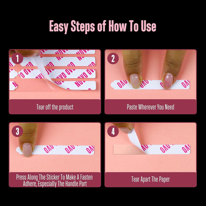 NOVO OVO 360 bucăți tablă adezivă ușor de rupt pentru afișaje de unghii prin presare, transparente, față-verso pentru atașare pentru nail art/ambalare/depozitare/practică/accesorii, 30 bucăți x 12 foi