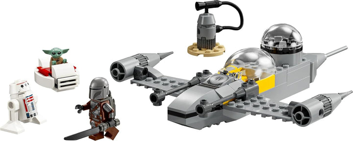 Jucărie LEGO Star Wars 75410 Mandos și Grogus N-1 Starfighter cu minifigurinele Mandalorian, Grogu și R5-D4, inclusiv coloană construibilă, set de pornire pentru nave stelare pentru băieți și fete de la 4 ani