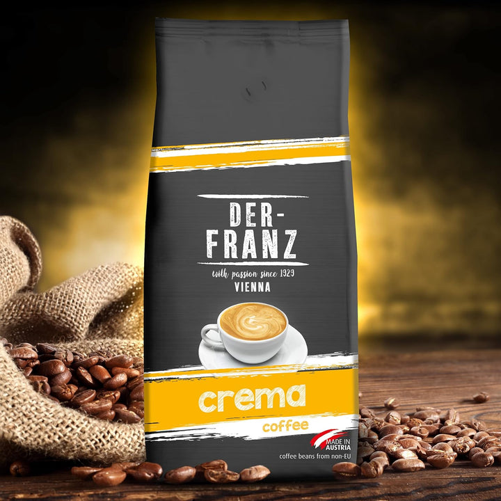 DER-FRANZ Kaffee Crema, Intensität 4/5, 100% Arabica, Ganze Kaffeebohnen, 1000G