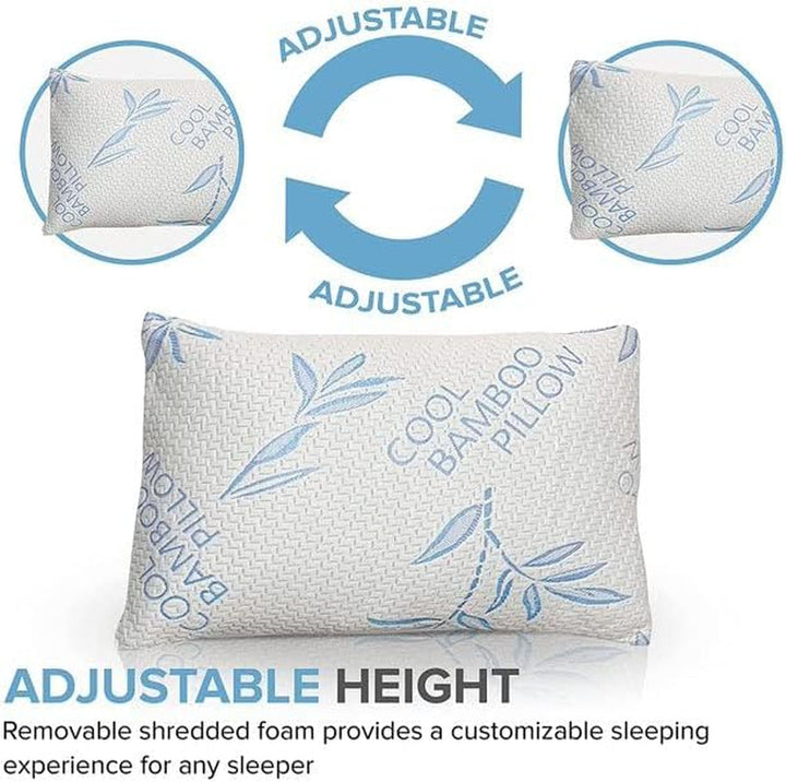 Comfysleep king size pernă de viscoză din bambus, răcoritoare, spumă de memorie mărunțită, viscoză reglabilă din bambus, capac detașabil / lavabil, 2 bucăți