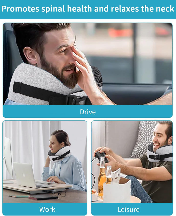 Aeroplane Neck Pillow, pernă de călătorie cu spumă de memorie, pernă pentru gât pentru adulți, pernă de avion reglabilă și lavabilă, pernă de călătorie ergonomică (gri)