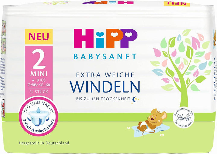 Hipp Babysanft scutece Newborn 1 Carry, pachet de 3 (3 x 24 bucăți)